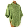 Poncho femme en maille bouclette vert. Fabriqué en France