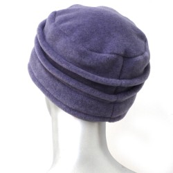 Chapeau, toque lavande femme en polaire. 5 couleurs de fleurs en tissus disponibles, 2 hauteurs. Fabrication française.