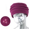 Chapeau, toque femme en polaire Fushia avec broderies. 5 couleurs disponibles. Fabrication française