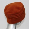 Chapeau, toque femme couleur orange en polaire. 8 couleurs disponibles, 3 plis. Fabrication française