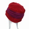 Chapeau, toque femme bicolore, rouge et fushia en polaire. 3 plis. Taille unique. Fabrication française.