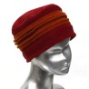 Chapeau, toque femme bicolore, rouge et orange en polaire. 3 plis. Taille unique. Fabrication française.