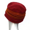 Chapeau, toque femme bicolore, rouge et orange en polaire. 3 plis. Taille unique. Fabrication française.