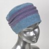 Chapeau, toque femme bicolore, bleu ciel et lavande en polaire. 2 plis. Taille unique. Fabrication française.