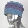 Chapeau, toque femme bicolore, bleu ciel et lavande en polaire. 2 plis. Taille unique. Fabrication française.