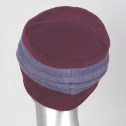 Chapeau, toque femme bicolore, Fushia et lavande en polaire. 2 plis. Taille unique. Fabrication française.