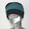 Chapeau, toque femme bicolore, noire et bleu pétrole en polaire. 2 plis. Taille unique. Fabrication française.