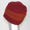 Chapeau, toque femme bicolore, rouge et orange en polaire. 2 plis. Taille unique. Fabrication française.