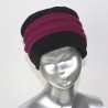 Chapeau, toque femme bicolore, noire et Fushia en polaire. 2 plis. Taille unique. Fabrication française.